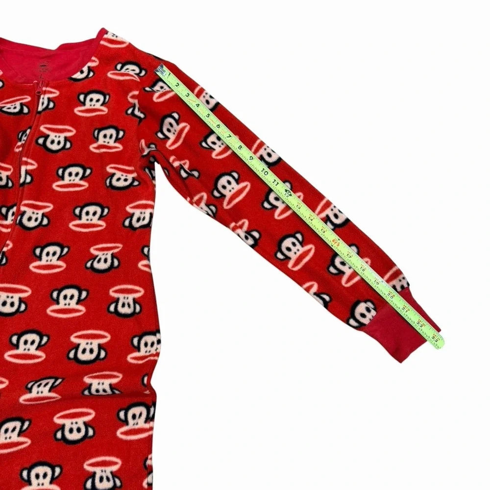 Paul Frank Julius Monkey Red Fleece Footed Pajamas One Piece Youth Large
